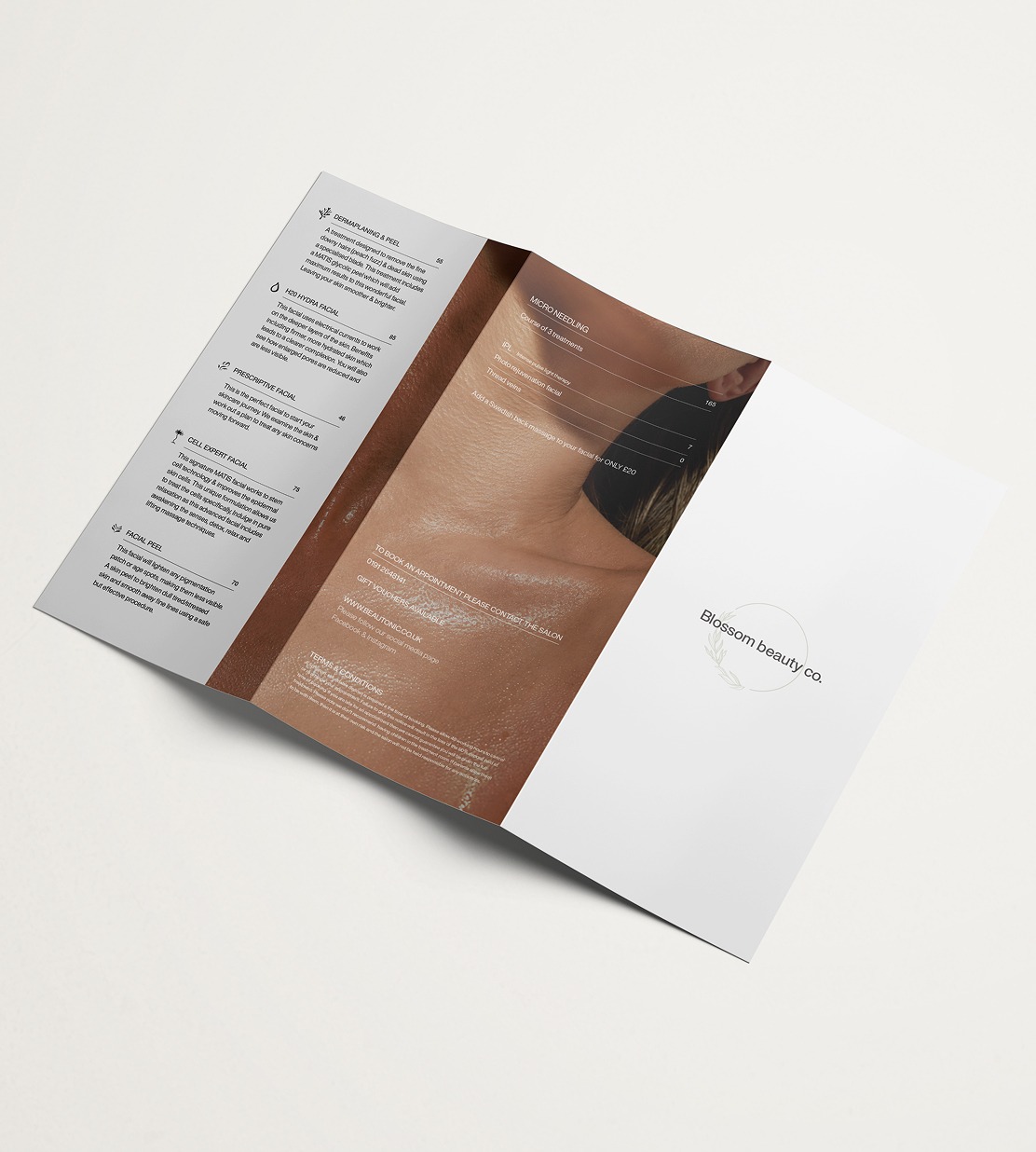Blossom Beauty tri-fold print brochure