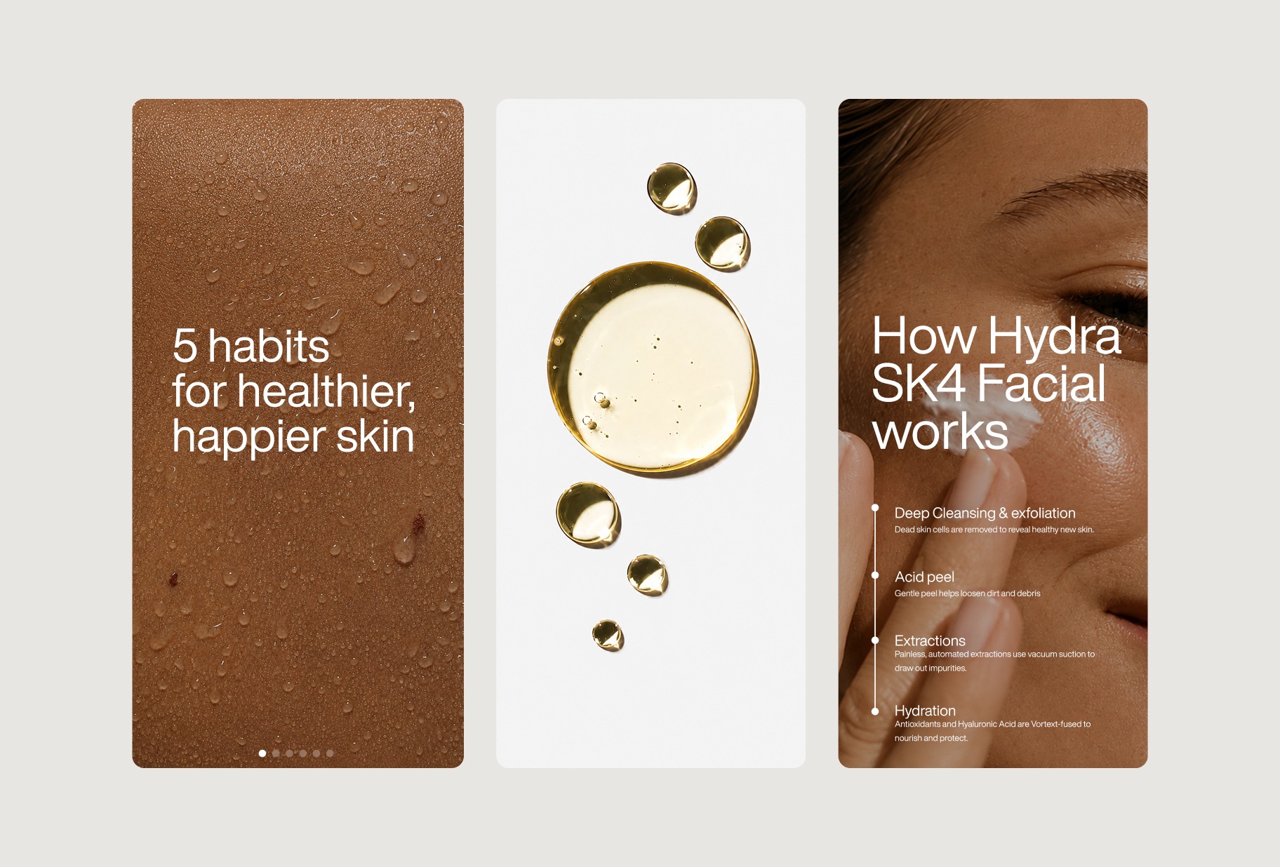 Three Blossom Beauty social media story cards