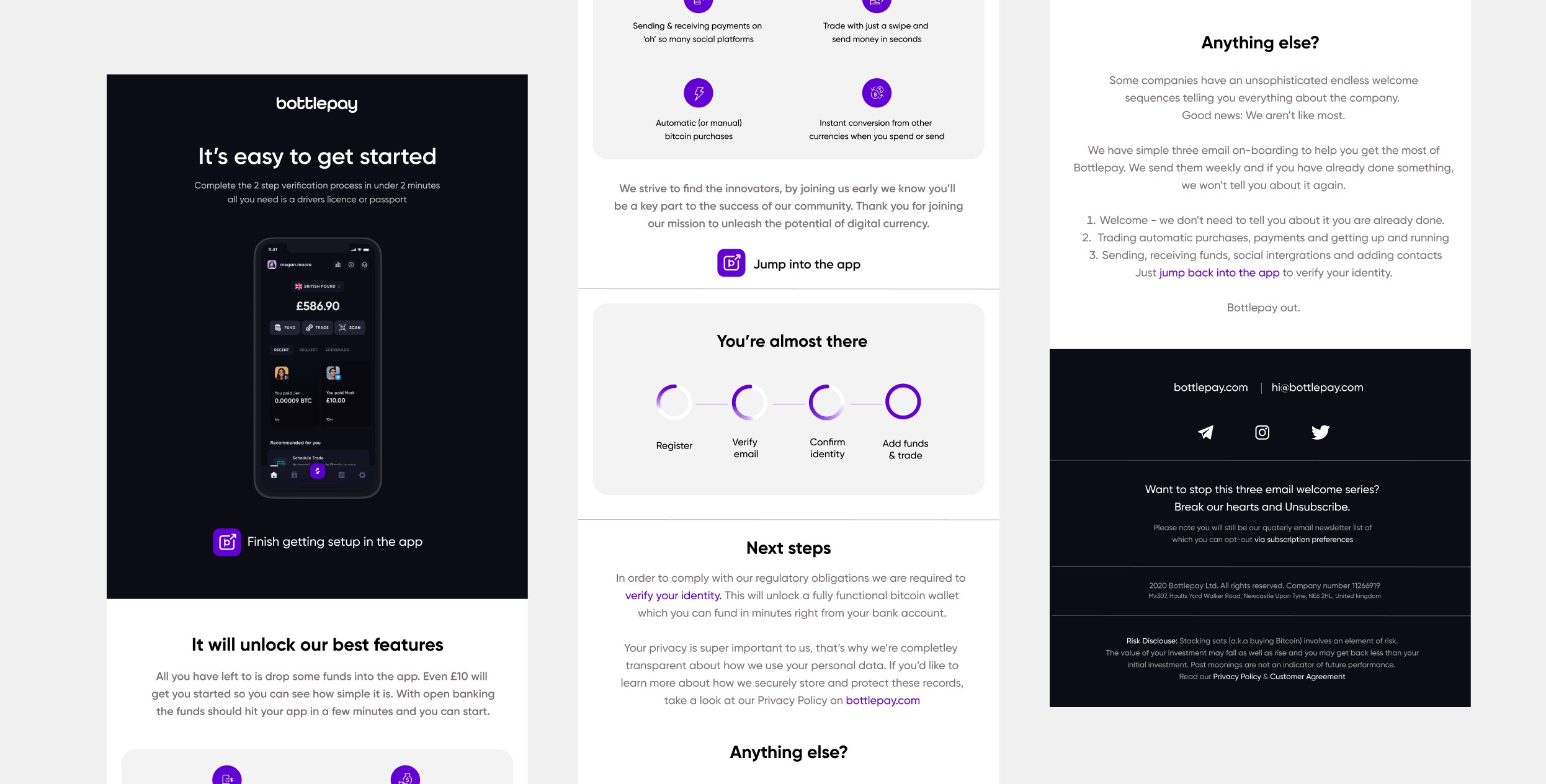 Bottlepay onboarding email design