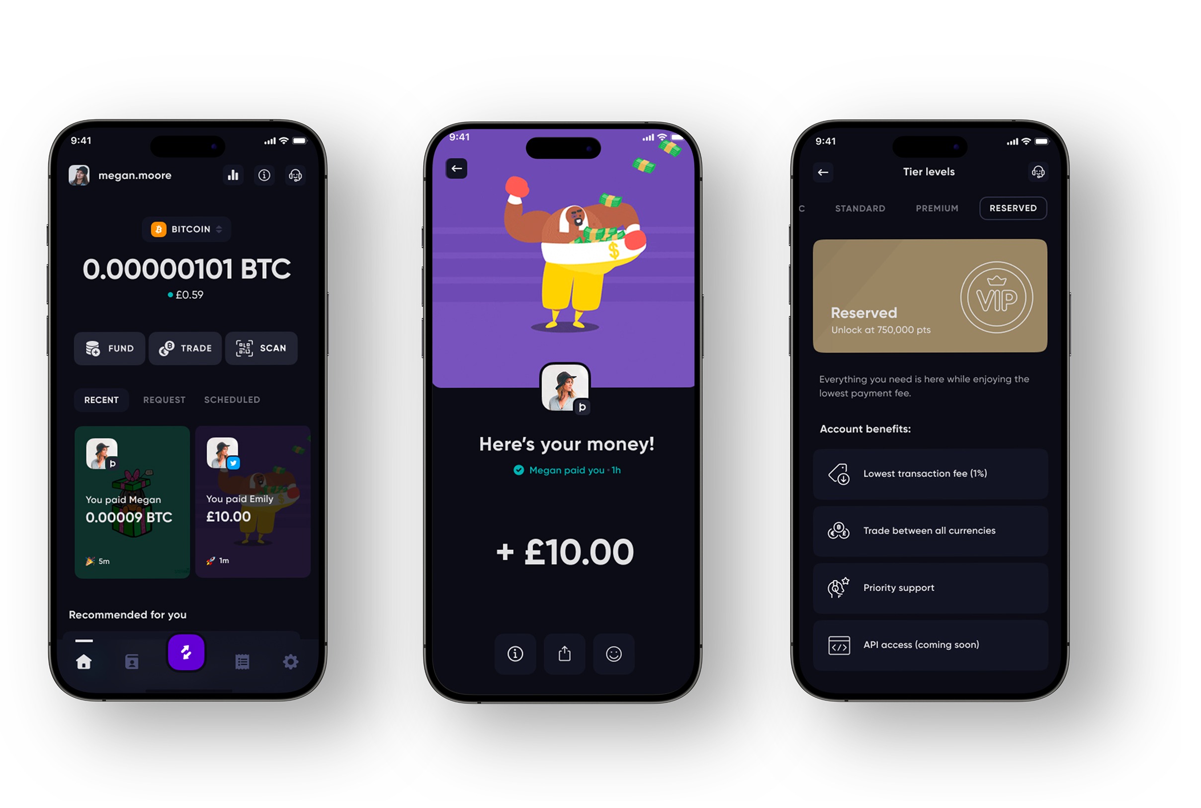 Bottlepay app UI mockups on three phone screens