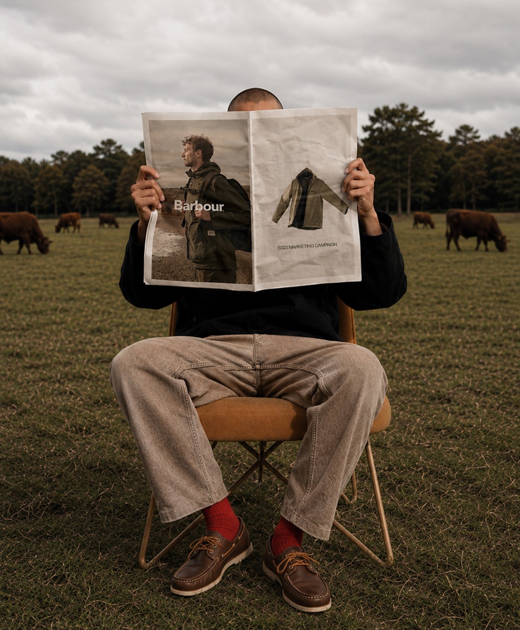 Barbour newspaper marketing campaign in a field